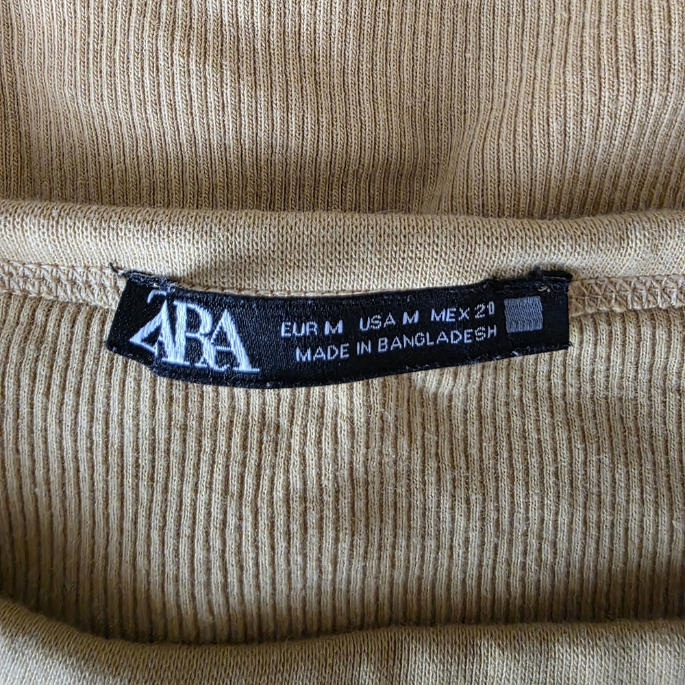 Zara Mustard Ribbed Tee NWOT - Picture 6 of 7